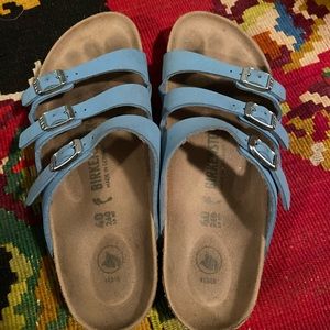 🌱✨Vegan light blue sparkly birkenstocks